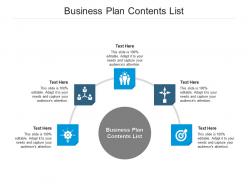 Business plan contents list ppt powerpoint presentation outline icons cpb