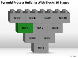 Business plan diagram pyramid process building with blocks 10 stages powerpoint templates