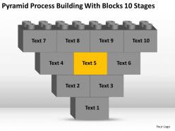 Business plan diagram pyramid process building with blocks 10 stages powerpoint templates