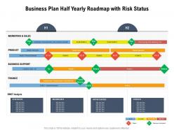 Business plan half yearly roadmap with risk status