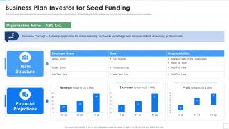 Business Plan Investor For Seed Funding