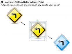 Business plan road sign left turn warning powerpoint slides 0528
