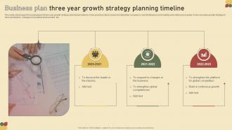 Business Plan Three Year Growth Strategy Planning Timeline