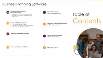 Business Planning Software A17 Table Of Contents Business