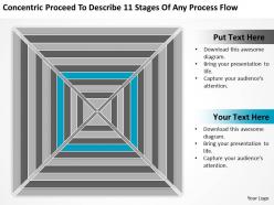 Business power point concentreic procee to describe 11 stages of any process flow powerpoint slides