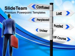 Business powerpoint examples confused signpost metaphor ppt backgrounds