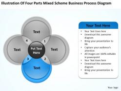 Business powerpoint examples four parts mixed scheme process diagram templates