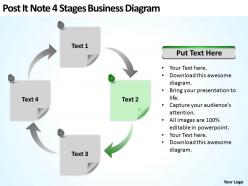 Business powerpoint examples post it note 4 stages diagram templates