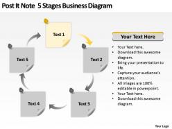Business powerpoint examples post it note 5 stages diagram templates