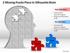 Business powerpoint templates 2 missing strategy puzzle piece silhouette brain sales ppt slides