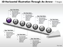 Business powerpoint templates 3d horizontal illustration through an arrow 7 stages sales ppt slides