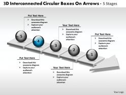 Business powerpoint templates 3d interconnected circular boxes arrows 5 stages sales ppt slides