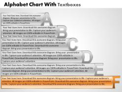 Business powerpoint templates alpahabet chart with textboxes sales ppt slides