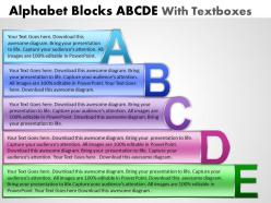 Business PowerPoint Templates alphabet blocks abcde with textboxes Sales PPT Slides