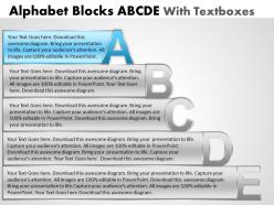 Business powerpoint templates alphabet blocks abcde with textboxes sales ppt slides