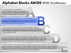 Business powerpoint templates alphabet blocks abcde with textboxes sales ppt slides