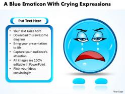 Business powerpoint templates blue emoticon with crying expressions sales ppt slides