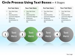 Business powerpoint templates circle process using text boxes 4 stage sales ppt slides
