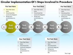 Business powerpoint templates circular implementation of 5 steps involved procedure sales ppt slides
