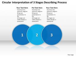 Business powerpoint templates circular interpretation of 3 stages describing process sales ppt slides