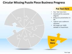 Business powerpoint templates circular missing puzzle piece progress sales ppt slides
