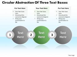 Business powerpoint templates circular ppt abstraction of three text boxes sales slides