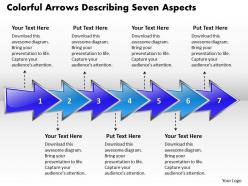 Business powerpoint templates colorful arrows describing seven aspects sales ppt slides