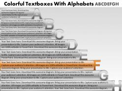 Business powerpoint templates colorful textboxes with alphabets abcdefgh sales ppt slides