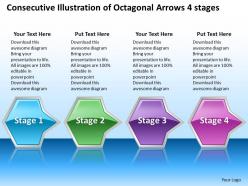 Business powerpoint templates consecutive illustration of octagonal arrows 4 stages sales ppt slides