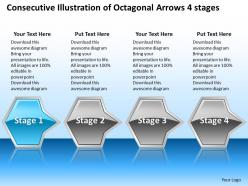 Business powerpoint templates consecutive illustration of octagonal arrows 4 stages sales ppt slides