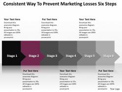 Business powerpoint templates consistent way to prevent marketing losses six steps sales ppt slides