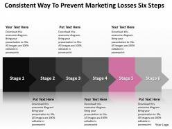 Business powerpoint templates consistent way to prevent marketing losses six steps sales ppt slides