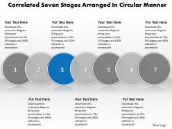 Business powerpoint templates correlative seven stages arranged circular manner sales ppt slides