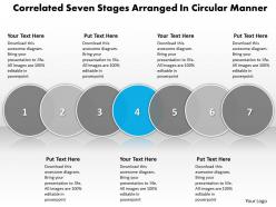 Business powerpoint templates correlative seven stages arranged circular manner sales ppt slides