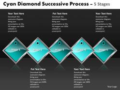 Business powerpoint templates cyan diamond successive process 5 stages sales ppt slides