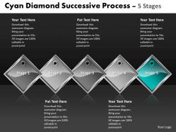 Business powerpoint templates cyan diamond successive process 5 stages sales ppt slides