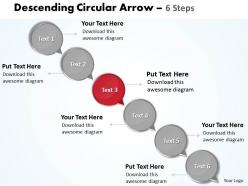 Business powerpoint templates descending circular arrow 6 steps sales ppt slides