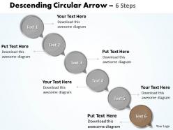 Business powerpoint templates descending circular arrow 6 steps sales ppt slides
