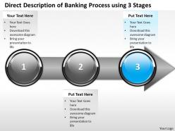 Business powerpoint templates direct description of banking process using 3 stages sales ppt slides