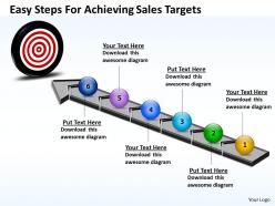 Business powerpoint templates easy steps for achieving sales targets ppt slides