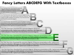 Business powerpoint templates fancy letters abcdefg with textboxes sales ppt slides