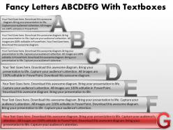 Business powerpoint templates fancy letters abcdefg with textboxes sales ppt slides