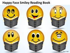 Business powerpoint templates happy face smiley reading book 120