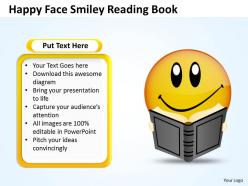 Business powerpoint templates happy face smiley reading book sales ppt slides