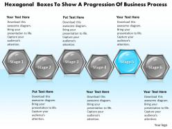 Business powerpoint templates hexagonal boxes to show progression of process sales ppt slides