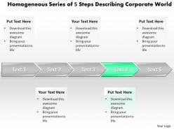 Business powerpoint templates homogeneous series of 5 steps describing corporate world sales ppt slides