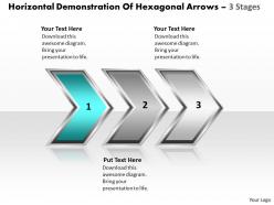 Business powerpoint templates horizontal demonstration of hexagonal arrows 3 stages sales ppt slides