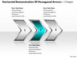 Business powerpoint templates horizontal demonstration of hexagonal arrows 3 stages sales ppt slides