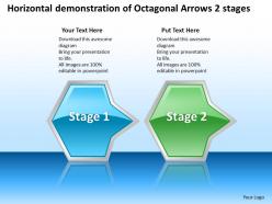 Business powerpoint templates horizontal demonstration of octagonal arrows 2 stages sales ppt slides