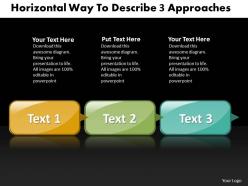 Business powerpoint templates horizontal way to describe 3 approaches sales ppt slides